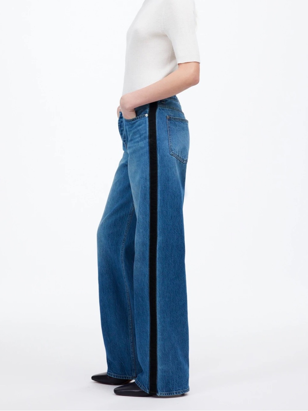 NWT Madewell Low Slung Baggy Jeans with Tuxedo Stripe Size 23